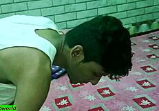 Desi teen boy pounds hot malkin pussy in hardcore Indian fuck session.