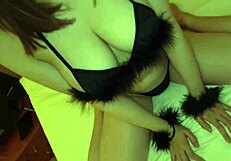 Whoa that asian girl's massive tits in lotion bath cat ear sex looks insane!