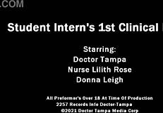 Dr Tampa Probes Donna Leigh's Shaved Pussy in First Exam?