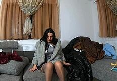 mmm curvy milf calla fingers juicy pussy in shiny fur coats and heels 😍