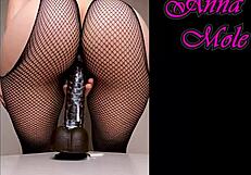 sounds of deep pussy penetration as pawg in pantyhose rides huge dildo with big round juicy ass shaking