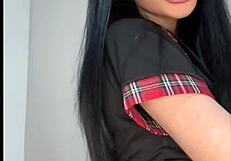 Step Daughter Fingers Herself to Orgasm on Webcam While Horny Step Dad Listens Next Door!