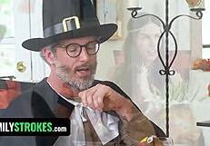 my stepdaughter's short skirt teases on thanksgiving