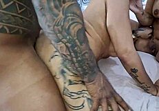 muscular black dude fucks two amateur girlfriends asses deep with big cock