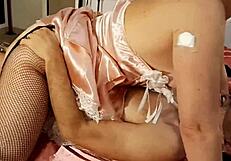 French Amateur In Satin Lingerie And Heels Rims Ass Then Rides Cock