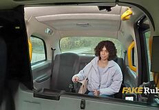 Curly Ebony Passenger Sucks Cock for Cab Ride in Backseat Blowjob