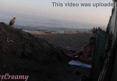Flashing Cock at Stepdaughter on Public Beach She Jerks Cumshot Risky Outdoor