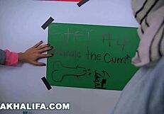 Busty Arab Mia Khalifa Teaches Muslim Friend Cock Sucking Techniques Perfectly