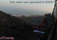 Flashing Cock at Stepdaughter on Public Beach She Jerks Cumshot Risky Outdoor