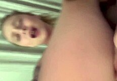 cute skinny blonde babe fingers her shaved pussy solo in homemade bedroom video