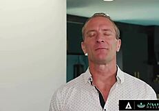 oh man, naughty masseuse river lynn slides her slick body over stepdad's throbbing cock during nuru session