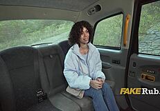 Curly Ebony Passenger Sucks Cock for Cab Ride in Backseat Blowjob