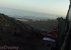 Flashing Cock at Stepdaughter on Public Beach She Jerks Cumshot Risky Outdoor