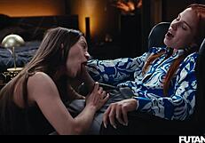 josephine jackson's lips wrapped around clemence audiard's futa shemale cock while smoking hot