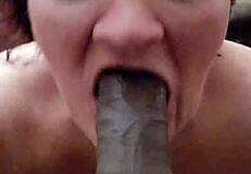 Granny V samples massive black cock with eager blowjob