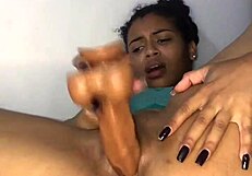 i love my big natural tits while dildo fucking my young latina pussy solo