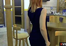 i squirt hard from anal creampie sex on the bar counter