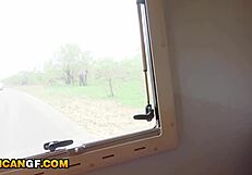 Meaty Ebony Pussy Closeup as Girlfriend Masturbates for American Boyfriend's Big Cock