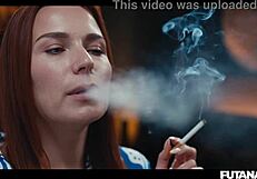 josephine jackson's lips wrapped around clemence audiard's futa shemale cock while smoking hot