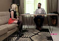 i fucked my boyfriend's stepdad in heels and lingerie with quick pussy licking orgasm