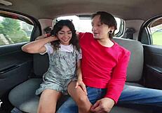 Think a skinny petite teen slut can handle rough doggystyle pounding in an Uber from big cock?