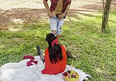 Red Riding Hood Slut Meets Muscular Woodsman Fucks Deep Forest Lingerie Cumshot Full Red