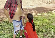 Red Riding Hood Slut Meets Muscular Woodsman Fucks Deep Forest Lingerie Cumshot Full Red