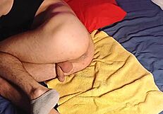 Huge dildo stretches tight asshole wide during intense solo anal ride