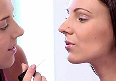 brunette teen lesbians dildo fuck to squirting orgasms