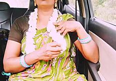 damn this indian aunty's huge natural tits bounce wild during dirty long drive fuck