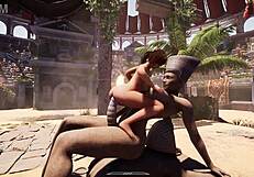 lara croft bangs huge statue cock with big tits blowjob creampie in 3d hentai cave game 💦🍆