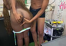 big ass african maid rides boss huge cock kitchen creampie cash