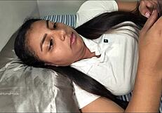 he slips into her tight ass by mistake while fucking the cute student stepsis