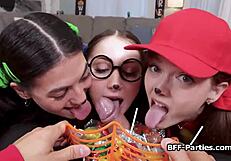 Busted Girlfriends' Halloween Foursome Orgy