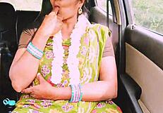 damn this indian aunty's huge natural tits bounce wild during dirty long drive fuck
