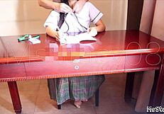 Stepdad fucks me hard while doing homework moaning loud