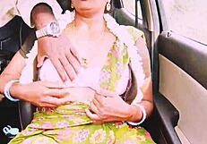 damn this indian aunty's huge natural tits bounce wild during dirty long drive fuck