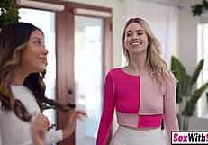 your teen stepsis and latina bestie with big ass blowjob fuck you on christmas taboo