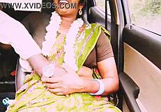damn this indian aunty's huge natural tits bounce wild during dirty long drive fuck