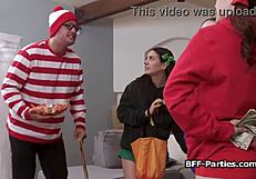 Busted Girlfriends' Halloween Foursome Orgy