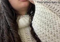 curly brunette croatian with pierced nipples pees on plane