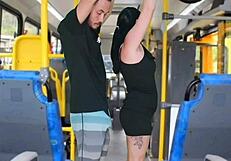 morena brunette with big ass and tits gets fingered and licked on crowded bus public fetish