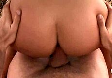 brunette moans wildly from bent over outdoor anal hay fuck