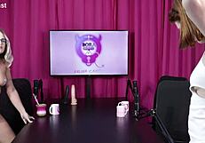 blonde brazilian and redhead lesbian swingers strip lingerie for oily tantric massage orgy