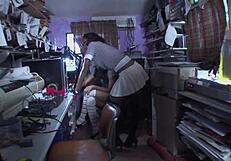 italian dude gagging on double tranny cock in fishnets and heels?