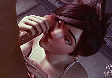 tracer drops to knees for massive 3d hentai cock sucking