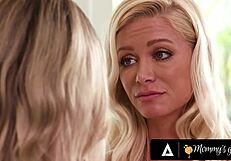 busty milf seduces kayley gunner with hairy pussy licking and rough scissoring kiss