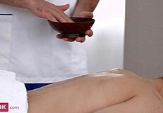 beautiful babe arrives for massage but ends up taking deep anal pounding