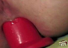 riding my huge dildo stretches my thick blonde booty ass ready for his big cock anal prep