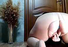 a stepmom accidentally sends her stepson this pantyhose solo video